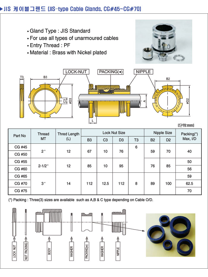 Ϻ԰ ̺׷ / JIS standard cable glands / PF ԰ / IP68 / dong-a / DA-CG #45, DA-CG #50, DA-CG #55, DA-CG #60, DA-CG #65, DA-CG #70, DA-CG #75 / CG #45, CG #50, CG #55, CG #60, CG #65, CG #70, CG #75