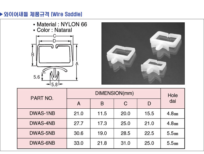 ̾ /̾  / Wire Saddle / DWAS-1NB, DWAS-4NB, DWAS-5NB, DWAS-6NB